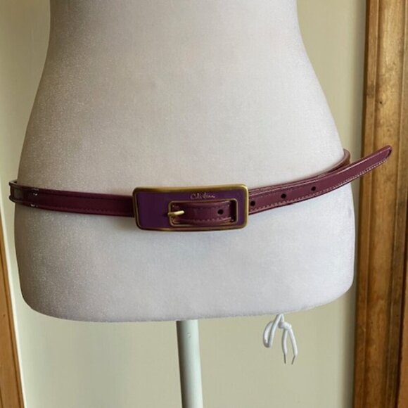 COLE HAAN Womens Purple Logo Buckle Patent Slim Skinny Belt main image 6